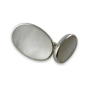 【貨物輸送無料】メンズ付属物― スターリングシルバーカフリンクスsterling silver mop oval cufflinks