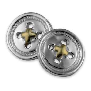【送料無料】メンズアクセサリ―　スターリングシルバーボタンカフリンクス925 sterling silver amp; gold button cufflinks