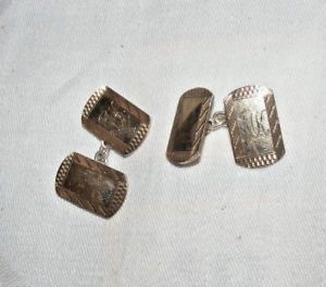 【送料無料】メンズアクセサリ―　ビンテージエンジンゴールドシルバーカフリンクスオンvintage h griffiths engine turned 9ct gold on silver cufflinks initials mk engra