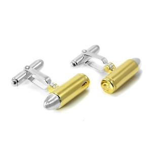 【送料無料】メンズアクセサリ―　スターリングシルバーカフリンクス925 sterling silver bullet gold plated cufflinks