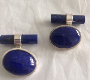 【貨物輸送無料】メンズ付属物― ラピスラズリカフリンクスlapis lazuli  925 cuff links