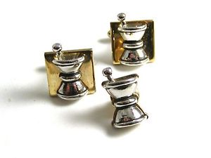 【送料無料】メンズアクセサリ―　ビンテージモーターカフスボタンバルフォアタイtrue vintage motor pestle pharmacist cufflinks tie tac by balfour 100614
