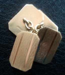 【送料無料】メンズアクセサリ― イエローアールデコパターンゴールドカフスボタンattractive 9ct yellow art deco pattern gold cufflinks hm 1984 not plated
