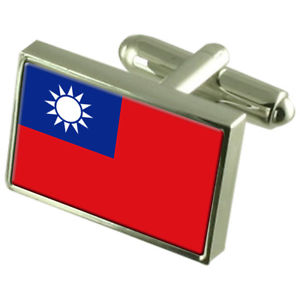【送料無料】メンズアクセサリ―　スターリングフラグカフスリンクtaiwan sterling silver flag cufflinks