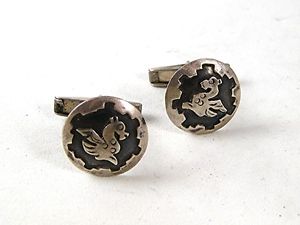 【送料無料】メンズアクセサリ―　ビンテージスターリングシルバードラゴンカフスボタンvintage sterling silver dragon cufflinks 91016