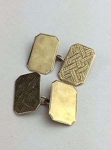 【送料無料】メンズアクセサリ―　ゴールドチェーンリンクカフリンクスhallmarked 9ct 375 gold chain link cufflinks