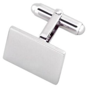 【送料無料】メンズアクセサリ―　925ブランクカフスリンクsterling 925 solid silver rectangular blank oblong cufflinks engraved box