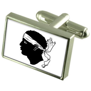 【送料無料】メンズアクセサリ―　コルシカスターリングフラグカフスリンクcorsica sterling silver flag cufflinks