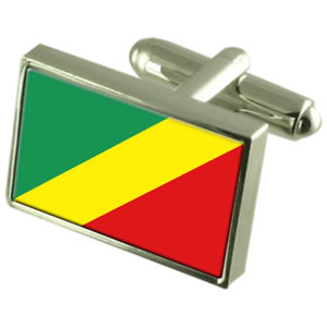 【送料無料】メンズアクセサリ―　コンゴブラザビルスターリングフラグカフスリンクcongobrazzaville sterling silver flag cufflinks