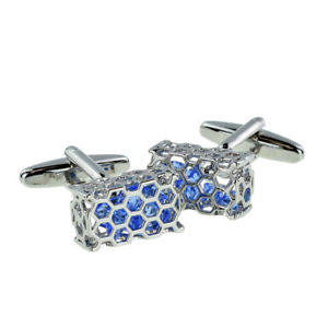【送料無料】メンズアクセサリ―　ボックス×カフリンクスハニカムバスケットhoneycomb basket of blue crystals cufflinks in a cufflink box x2aj276