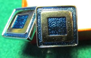【送料無料】メンズアクセサリ―　エナメルカフリンクスmodern square with blue enamel cufflinks