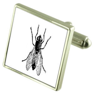 【送料無料】メンズアクセサリ―　スターリングシルバーカフリンクスオプションボックスフライfly insect sterling silver cufflinks optional engraved box