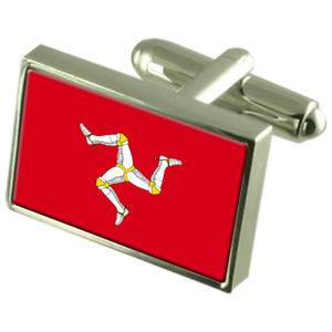 【送料無料】メンズアクセサリ―　ボックスカフリンクスアイルisle of man sterling silver flag cufflinks in engraved personalised box
