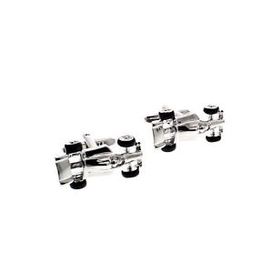 【送料無料】メンズアクセサリ―　シルバーフォーミュラレーシングボックスカフスボタンzacs alter ego silver formula one racing car cufflinks in gift box
