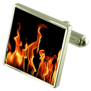 【送料無料】メンズアクセサリ―　スターリングシルバーカフリンクスオプションボックスflames of fire sterling silver cufflinks optional engraved box