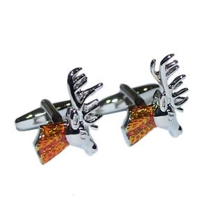 【送料無料】メンズアクセサリ―　スコットランド×カフリンクスcoloured scottish stag head cufflinks presented in a box x2aj576