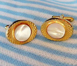 【送料無料】メンズアクセサリ―　メンズヴィンテージオーバルカフスボタンmens vintage oval cufflinks goldtone