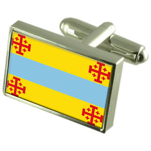 【送料無料】メンズアクセサリ―　ポパヤンコロンビアスターリングシルバーフラグカフスボタンボックスpopayan city colombia sterling silver flag cufflinks engraved box