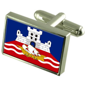 【送料無料】メンズアクセサリ―　ベオグラードセルビアスターリングフラグカフスリンクbelgrade city serbia sterling silver flag cufflinks engraved box
