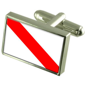 【送料無料】メンズアクセサリ―　ストラスブールフランススターリングフラグカフスリンクstrasbourg city france sterling silver flag cufflinks engraved box