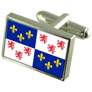 【送料無料】メンズアクセサリ―　ピカルディーフランススターリングフラグカフスリンクpicardy province france sterling silver flag cufflinks engraved box