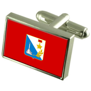 【送料無料】メンズアクセサリ&mdash;　セヴァストポリウクライナスターリングシルバーフラグカフスボタンボックスsevastopol city ukraine sterling silver flag cufflinks engraved box｜hokushin