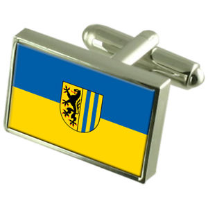 【送料無料】メンズアクセサリ―　ライプチヒドイツスターリングシルバーフラグカフスボタンボックスleipzig city germany sterling silver flag cufflinks engraved box