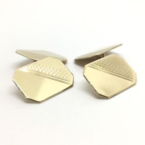 【貨物輸送無料】メンズ付属物― アンティークヴィンテージカフスボタンゴールドチェスターチェーンリンクパターンantique vintage cufflinks 9コンピュータ断層撮影法 gold chester 1938 hallmarked,chain link amp; pattern