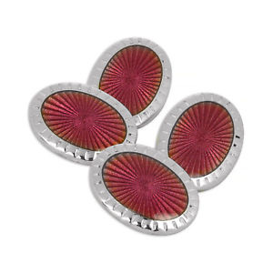 【貨物輸送無料】メンズ付属物― スターリングシルバーローズエナメルサンバーストチェーンsterling silver amp; rose enamel sunburst with border doublesided chain oval cuffl