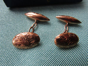【送料無料】メンズアクセサリ―　アンティークローズゴールドカフリンクスbeautiful c1921 fine antique 9ct rose gold hand engraved oval cufflinks vgc