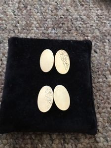 【送料無料】メンズアクセサリ―　イエローゴールドオーバルソリッドカフスボタングラムhallmarked 375 9ct yellow gold oval solid half patterned cufflinks 74 grams 44,988円