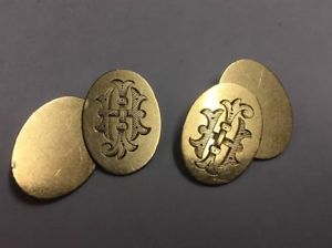 【送料無料】メンズアクセサリ―　イエローゴールドカフスボタングラムチェスター9ct yellow gold oval half engraved half plain cufflinks 684 grams, chester 1941 43,537円