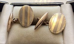 【貨物輸送無料】メンズ付属品― アンティークスタンプアールデコカラーゴールドカフリンクススマートnice antique stamped gents art deco 9コンピュータ断層撮影法 two colour gold cufflinks smart