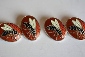 【貨物輸送無料】メンズ付属物― スターリングシルバーエナメルカフリンクスsterling silver enameled  cufflinks