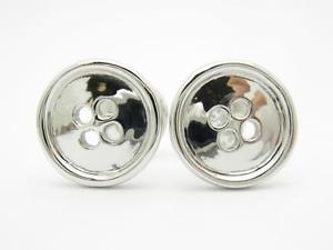 【送料無料】メンズアクセサリ―　プラチナボタン3dカフスリンクplatinum sterling custom hand made button 3d design cufflink bridal gift