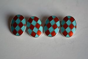 【送料無料】メンズアクセサリ&mdash;　スターリングシルバーエナメルカフリンクスsterling silver enameled cufflinks｜hokushin