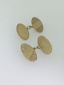 【送料無料】メンズアクセサリ— アールデコ9kイェローゴールドカフスリンクan artdeco 9k yellow gold finely engraved cufflinks free postage|hokushin