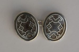 【送料無料】メンズアクセサリ&mdash;　スターリングシルバーエナメルカフリンクスsterling silver enameled cufflinks｜hokushin