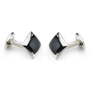 【貨物輸送無料】メンズ付属品― ディーキンフランシスシルバーオニキスカフリンクスdeakin and francis silver amp; onyx oblong cufflinks