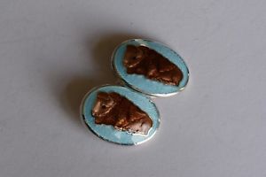 【貨物輸送無料】メンズ付属品― スターリングシルバーエナメルカフリンクスsterling silver enameled  cufflinks