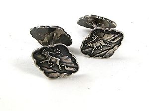 【送料無料】メンズアクセサリ―　ビンテージスカンジナビアトナカイシルバーvintage scandanavian 830s silver of a reindeer cufflnks signed 91316