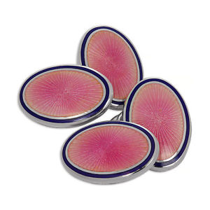 【貨物輸送無料】メンズ付属物― bordスターリングピンクエナメルチェーンカフスリンクsterling silver pink enamel sunburst doublesided chain oval cufflinks with bord