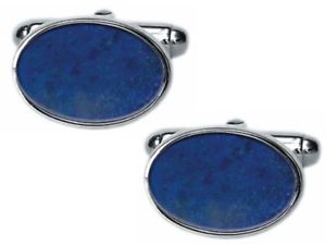 【送料無料】メンズアクセサリ―　ラピスラズリシルバーカフリンクスlapis lazuli silver oval cufflinks
