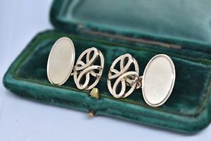 【貨物輸送無料】メンズ付属物― ヴィンテージゴールドメンズカフスボタンアールデコデザインvintage 9コンピュータ断層撮影法 gold mens cufflinks with an art deco design 725g g141