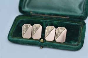 【貨物輸送無料】メンズ付属物― ヴィンテージローズゴールドメンズカフスボタンアールデコデザインvintage 9コンピュータ断層撮影法 rose gold mens cufflinks with an art deco design 708g g140