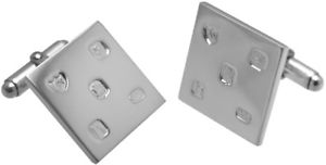 メンズアクセサリ― スクエアカフリンクススターリングシルバーポストfeature hallmarked square cufflinks sterling silver 925 with swivel post fitting