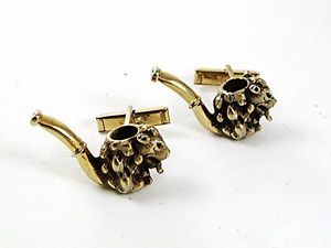 【貨物輸送無料】メンズ付属物― ビンテージパイプマウスカフスボタンスワンクvintage goldtone pipe mouse cufflinks by swank 31517