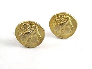 【送料無料】メンズアクセサリ―　ビンテージシルバーローマギリシャクレオパトラ？カフリンクスvintage 800 silver roman greek lady cleopatra goldtone cufflinks