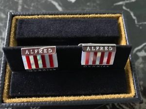 【送料無料】メンズアクセサリ―　パールカフスボタンダンヒルalfred dunhill mother of pearl red pinstripe cufflinks, rrp 315