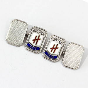 【送料無料】メンズアクセサリ―　ビンテージスターリングシルバーエナメルカフスボタンvintage engraved sterling silver and enamel cufflinks, c1953, hallmarked